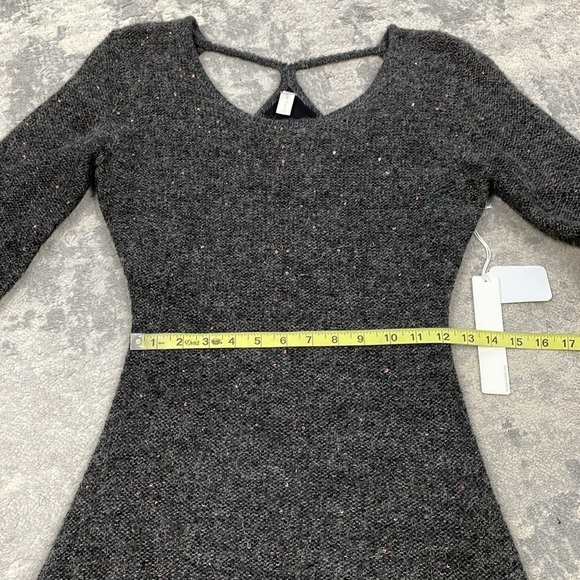 NWT Line & Dot Wool Mohair Sequin Back Detail Sweater Charcoal Gray Sz S - Picture 7 of 12